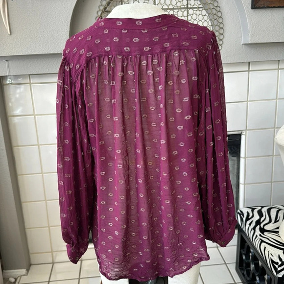 Anthropologie button up moulinette soeurs top Allegra Foil-Printed Top sz small - Picture 7 of 11